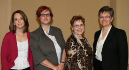 Award winners Angela Cochran, Jennifer Fleet, and Patty Baskin with Awards Committee Chair Diane Lang. Photo by Pamela Stukenborg.