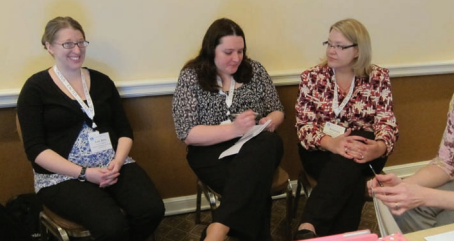 Workshopping in the Short Course on Publication Management: Lee Ann Kleffman, Morgan Sorenson, and Amanda Tourville 