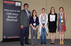 Scholarship Committee Chair Glenn Landis, scholarship winners Kimberly Rosenfield, Silvia Elena Buntinx, and Erin Russell, and CSE President Heather Goodell