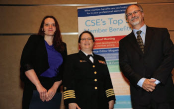 Morgan Sorenson and Christine Casey, first two graduates of the CSE Certificate Program, presented by Tim Cross.