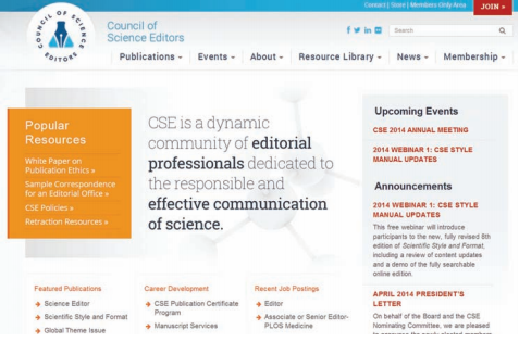 Fig. 3. CSE‘s new Web site home page (www.councilscienceeditors.org).