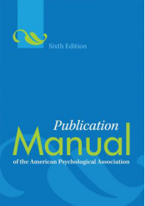 Publication Manual of the American Psychological Association, 6th ed. American Psychological Association. Washington, DC: American Psychological Association; 2009. 272 pages. Softcover $28.95. ISBN: 978-1-4338- 0561-5.