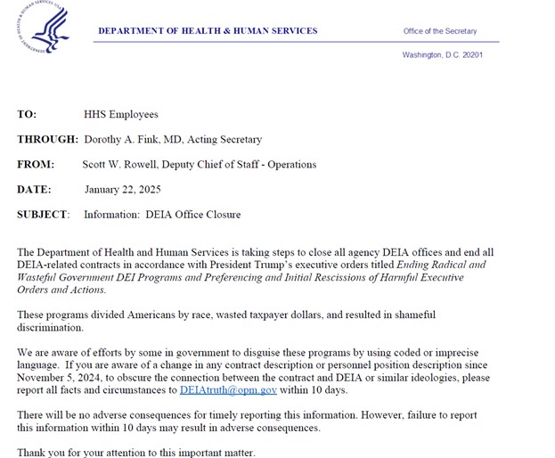 <b>Figure 1.</b> Copy of the email that was sent to all HHS staff and contractors.