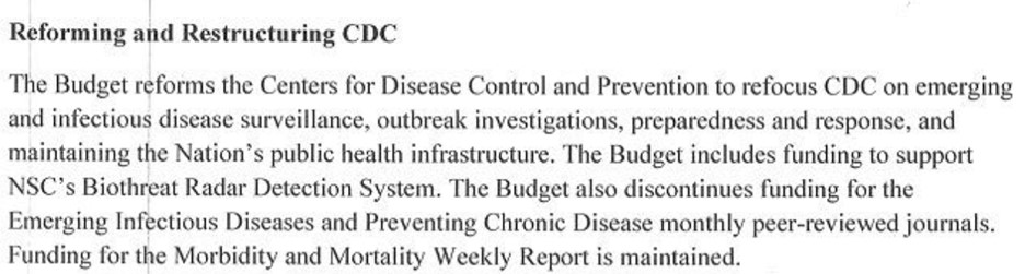 Excerpt of the authenticated draft plan to restructure the Department of Health and Human Services. From Department of Health and Human Services (HHS) 2026 Discretionary Budget Passback
