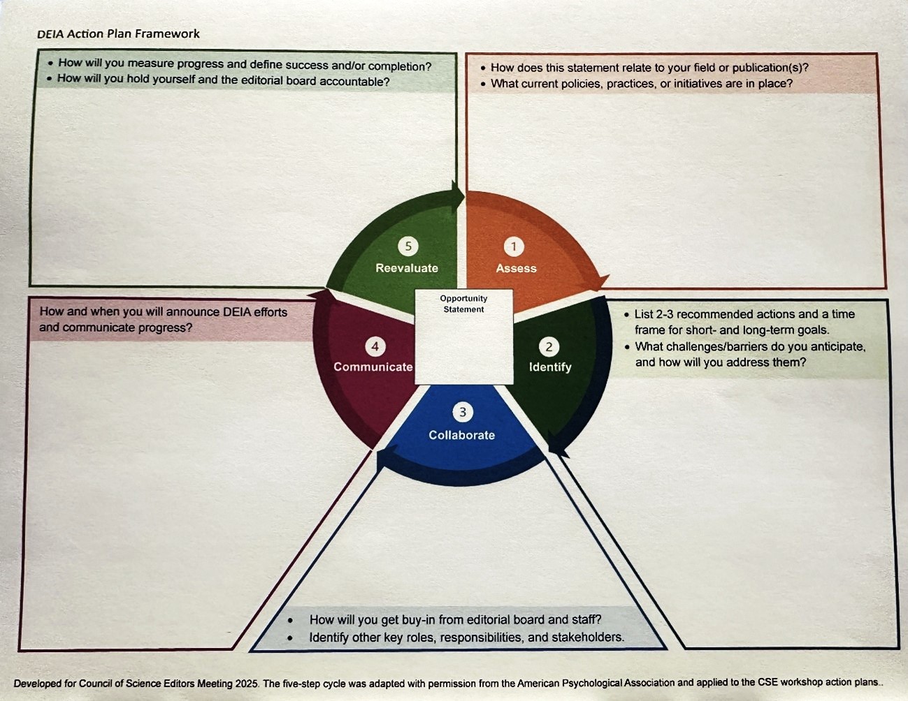 <b>Figure.</b> A DEIA Action Plan Framework, adapted with permission from the American Psychological Association.